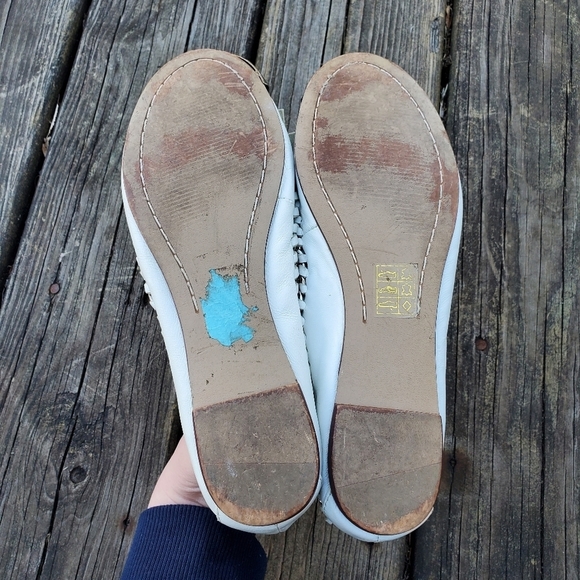 Jeffrey Campbell Carrie B White Leather Chain Metal Cap Toe Bow Ballet Flats 6 - Picture 6 of 9